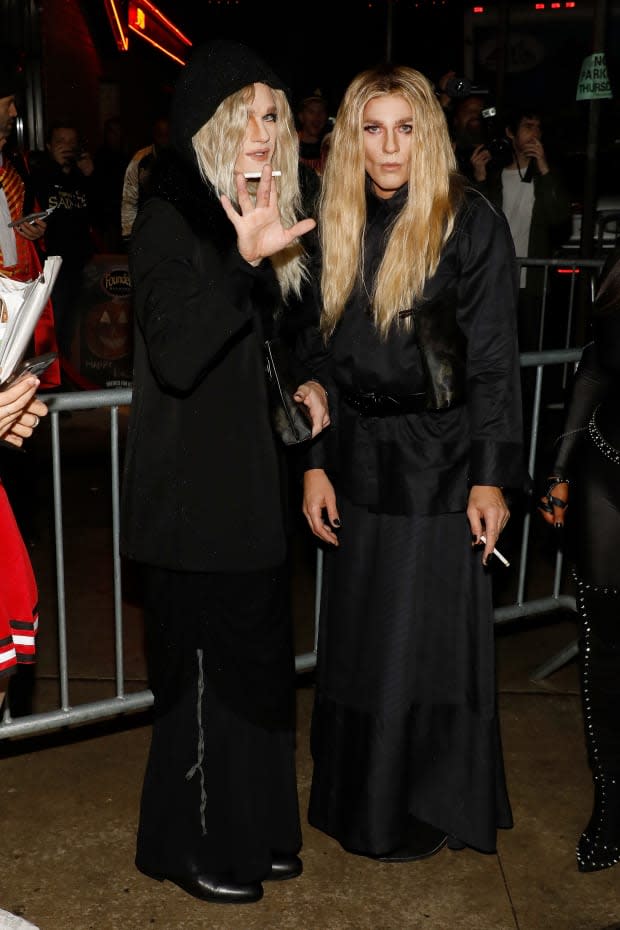 Neil Patrick Harris and David Burtka as Mary-Kate and Ashley Olsen <em>at Heidi Klum's Annual Halloween Party at Cathédrale. Photo: Taylor Hill/Getty Images</em>