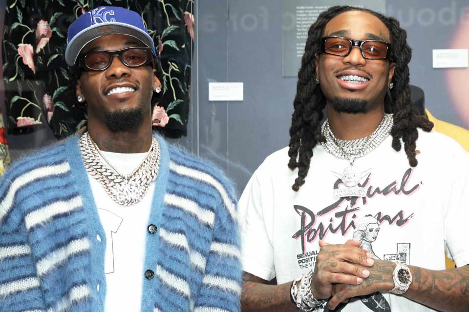 <p>Rebecca Sapp/Getty</p> Offset and Quavo in Los Angeles in September 2021