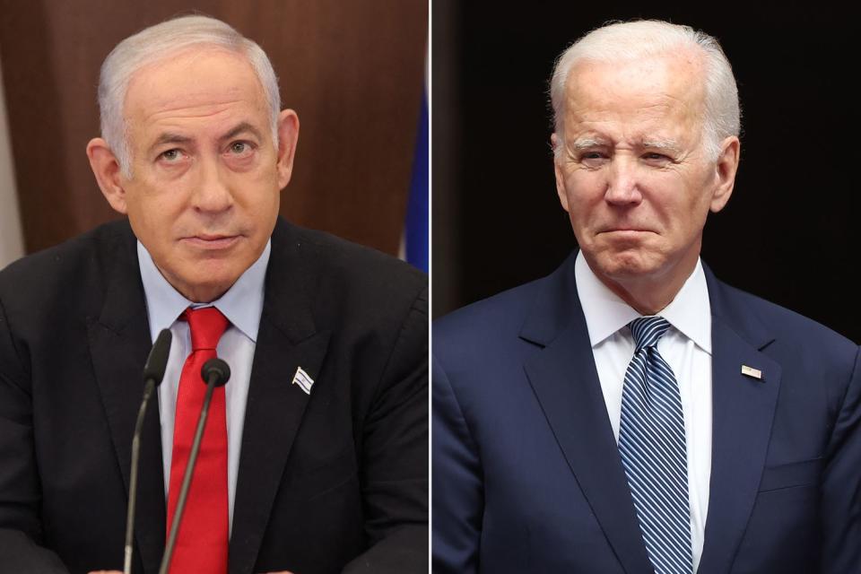 <p>ABIR SULTAN / POOL / AFP; Hector Vivas/Getty</p> (L-R) Israeli Prime Minister Benjamin Netanyahu and U.S. President Joe Biden are pictured here.