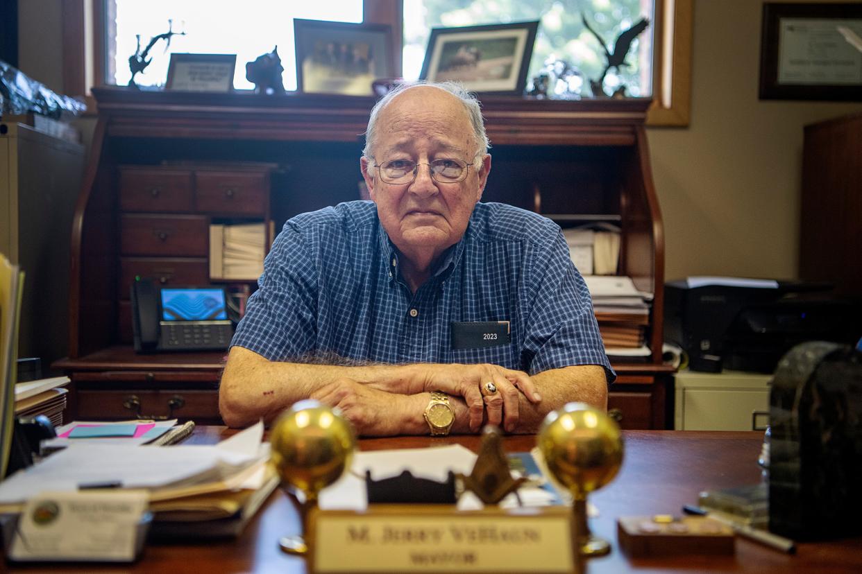 Woodfin Mayor Jerry VeHaun in his office July 6, 2023.