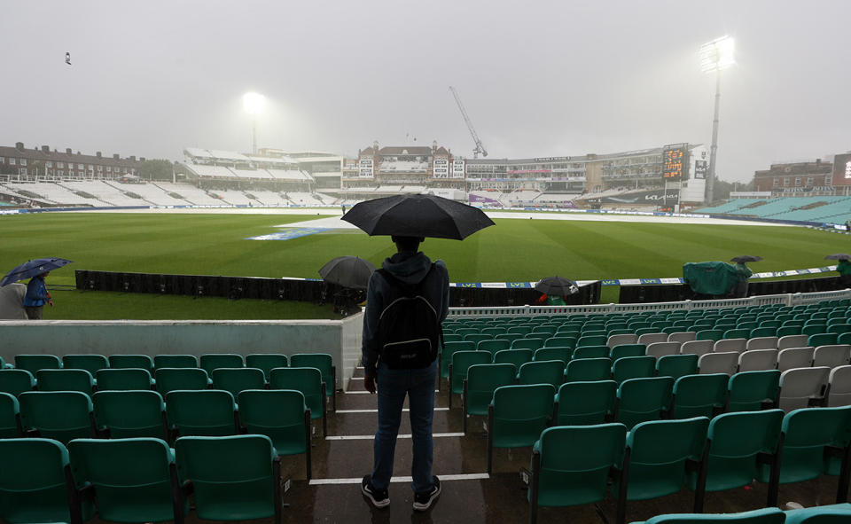 The covers on the pitch at The Oval during the fifth Ashes Test.