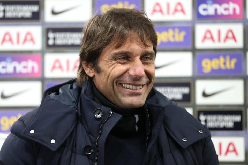 All smiles: Antonio Conte remains unbeaten in the Premier League as Tottenham manager  (Tottenham Hotspur FC via Getty Images)