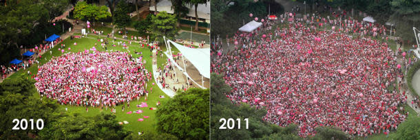 This year's Pink Dot was more than twice the size of last year's, with 10,000 participants as compared to 4,000 in 2010. (Photos: Pink Dot)