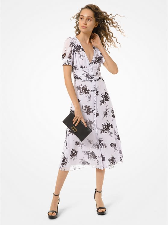 Michael Michael Kors Floral Georgette Button-Front Dress. Image via Michael Kors.