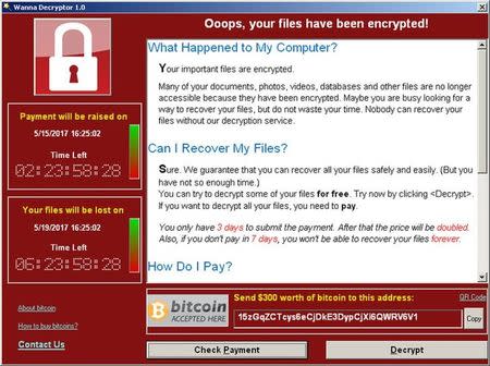 A screenshot shows a WannaCry ransomware demand, provided by cyber security firm Symantec, in Mountain View, California, U.S. May 15, 2017. Courtesy of Symantec/Handout via REUTERS