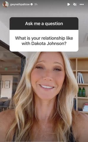 <p>Gwyneth Paltrow/ Instagram</p> Gwyneth Paltrow answers questions during an Instagram Q&A in Oct. 2023