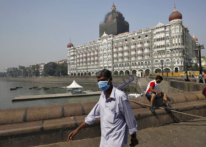A view shows the Taj Mahal hotel after the government tightened up measures for coronavirus prevention in Mumbai