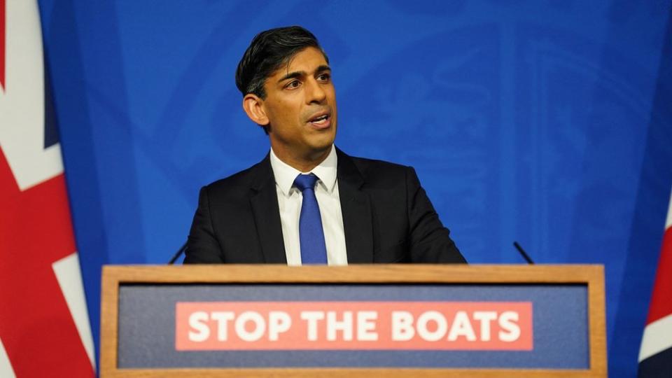 Prime Minister Rishi Sunak during a press conference in the Downing Street Briefing Room