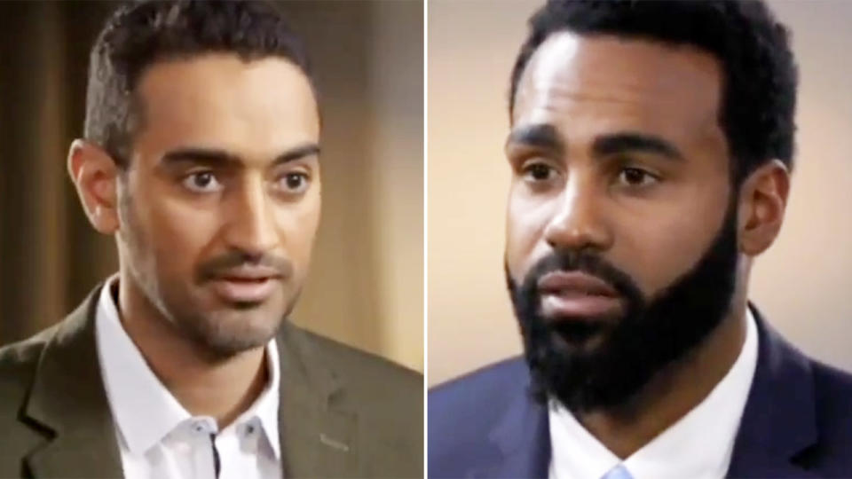 Waleed Aly and Heritier Lumumba, pictured here during their 2017 interview on The Project.