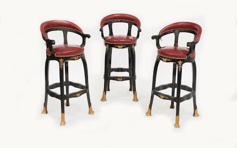 Three bar stools from The Ritz Bar, expected to achieve in excess of €1,500 at the auction
