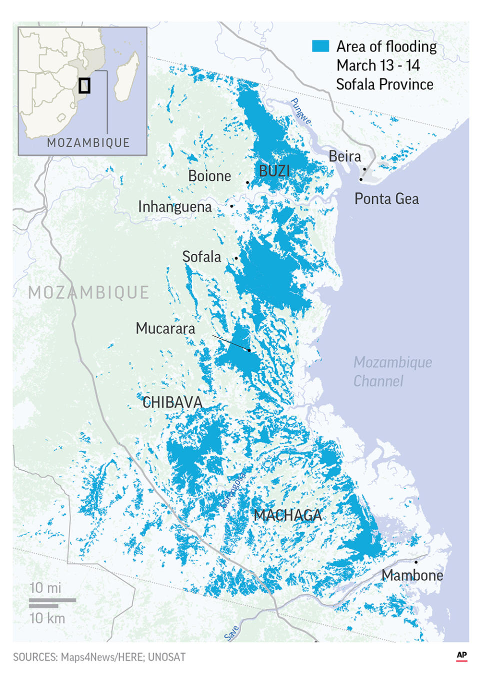 Flooding in Sofala Province in Mozambique.;