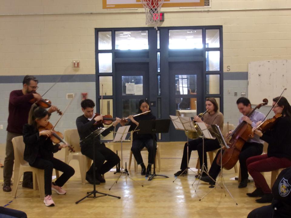 Post-graduate students from Montclair State University, who are members of Cali Collective Ensemble, performed at the Middlesex County Juvenile Detention Center.