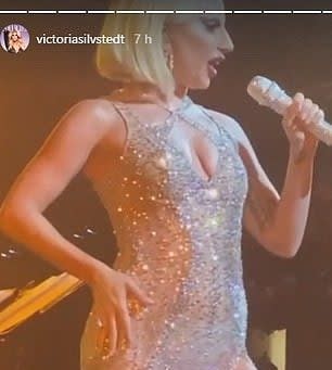 The American singer wore a shimmering silver gown for her private performance