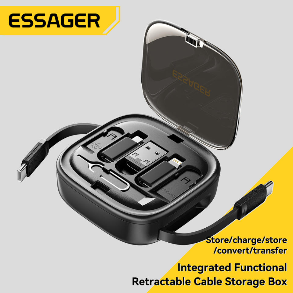Essager 60w 6 in 1 Multifunctional Retractable Cord Storage Box. (Photo: Shopee SG)