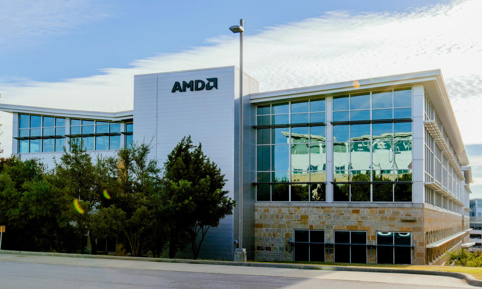 AMD headquarters with AMD logo on top of building_AMD_Advance