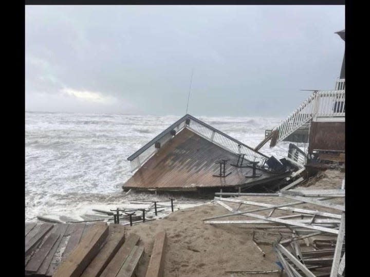This photo shows damage to Chase's on the Beach restaurant in New Smyrna Beach after Tropical Storm Nicole in November 2022.