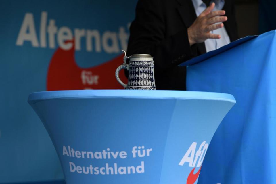 Gottfried Curio, an AfD member of the Bundestag, speaking at an event in Abensberg in September 2019