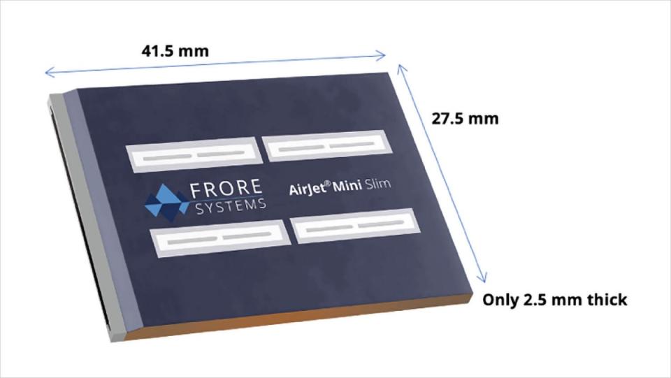 Frore Systems公布可用於手機、物聯網裝置的AirJet Mini Slim散熱模組，產生風速可達每秒200公尺
