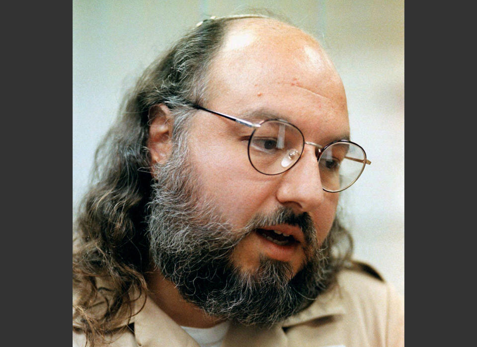 FILE - This May 15, 1998 file photo shows Jonathan Pollard speaking during an interview in a conference room at the Federal Correction Institution in Butner, N.C. An AP source says: the US is talking with Israel about early release of Pollard for concessions. (AP Photo/Karl DeBlaker, File)