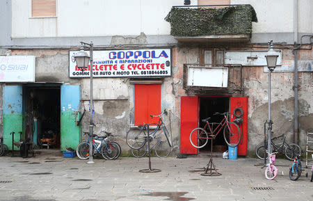 The Coppola bicycle shop is seen in Pomigliano D'Arco, near Naples, Italy, February 21, 2018. Picture taken February 21, 2018. REUTERS/Alessandro Bianchi