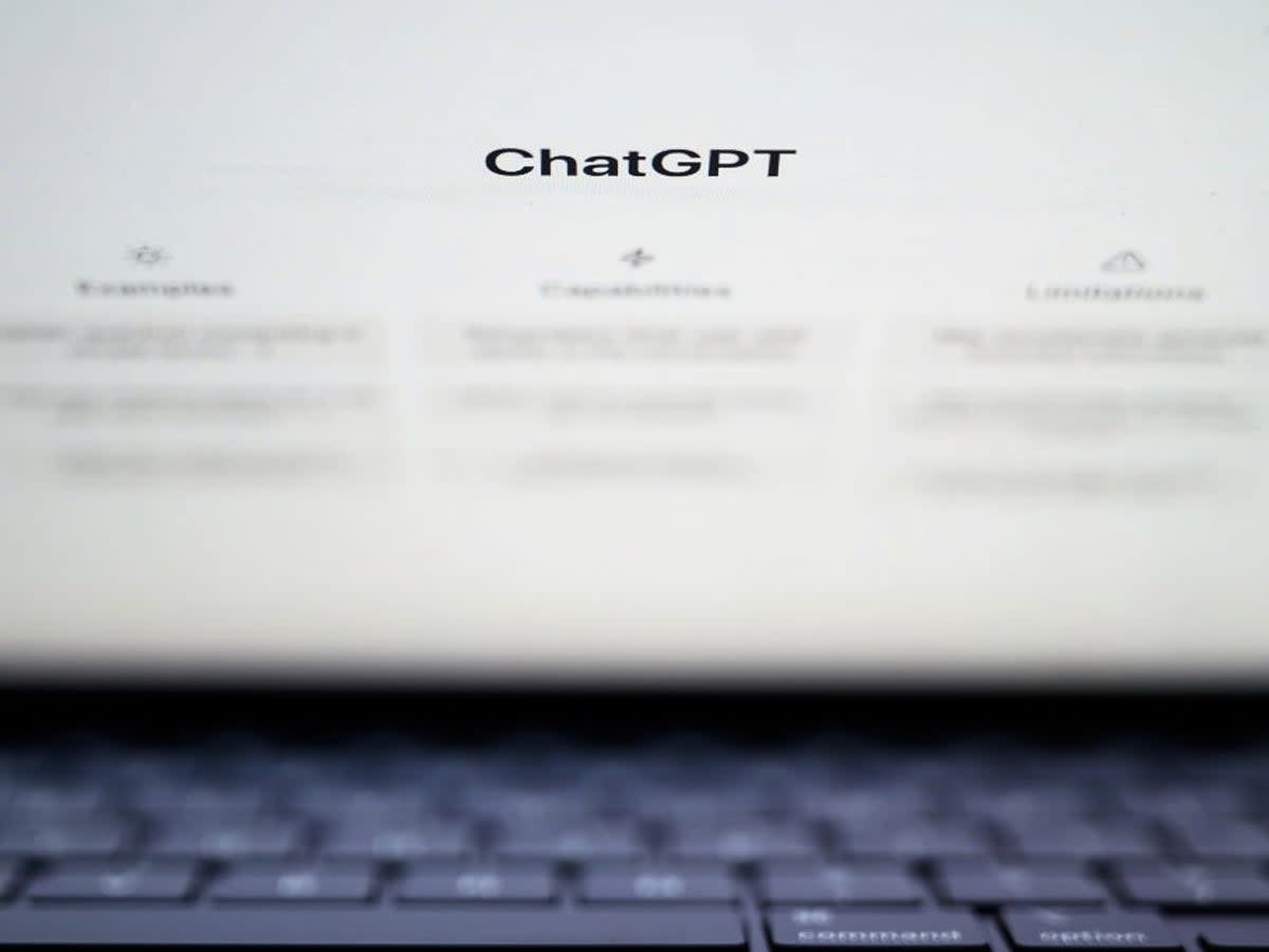The home page for the ChatGPT app is displayed on a laptop screen on 3 February, 2023 in London, England (Getty Images)