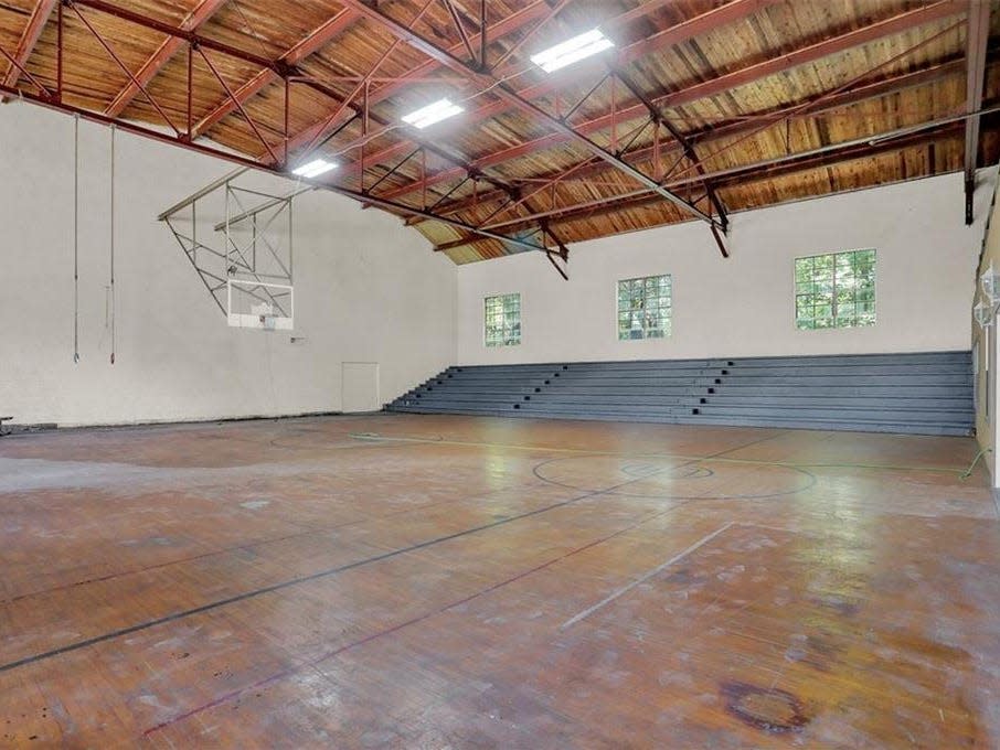 The basketball court.