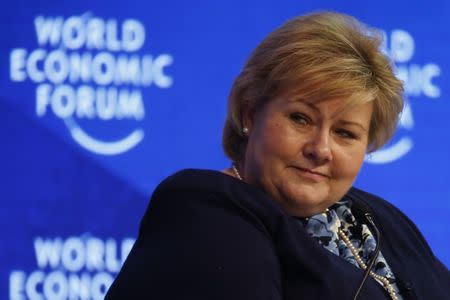 Norwegian Prime Minister Erna Solberg, attends the annual meeting of the World Economic Forum (WEF) in Davos, Switzerland, January 18, 2017. REUTERS/Ruben Sprich