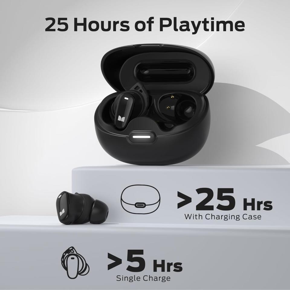 photo of Monster N-Lite 206 Wireless Earbuds Bluetooth 5.4 in Ear Headphones, Bluetooth Ear Buds Built-in Microphone, Touch Control, Comfortable Fit, USB-C Fast Charging, IPX6 Waterproof, 25H Playtime, Black