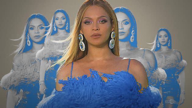 We're all addicted to Beyoncé's latest album. (Photo: Illustration: Damon Dahlen/HuffPost; Photos: Getty)