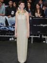 <p>Anne Hathaway wears Gucci at The Dark Knight Rises premiere in London, July 2012.</p>