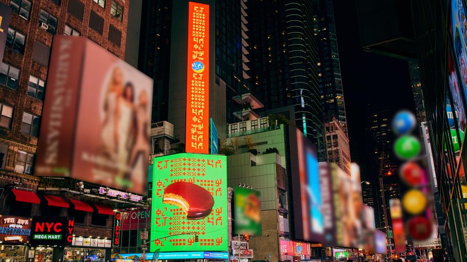 This image of a billboard ad for MoonPies in New Yor City's Time Squares is targeting a certain customer base not of this world. The snack company recently launched an ad campaign that purports to be for alien visitors.