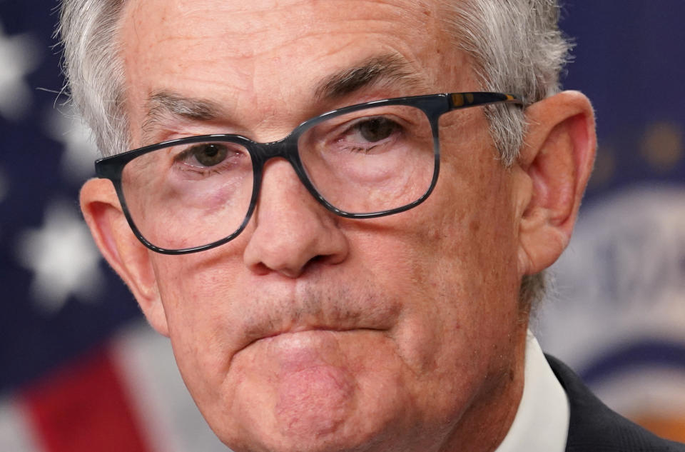 U.S. Federal Reserve Board Chairman Jerome Powell pauses during a news conference after Federal Reserve raised its target interest rate by three-quarters of a percentage point in Washington, U.S., September 21, 2022. REUTERS/Kevin Lamarque