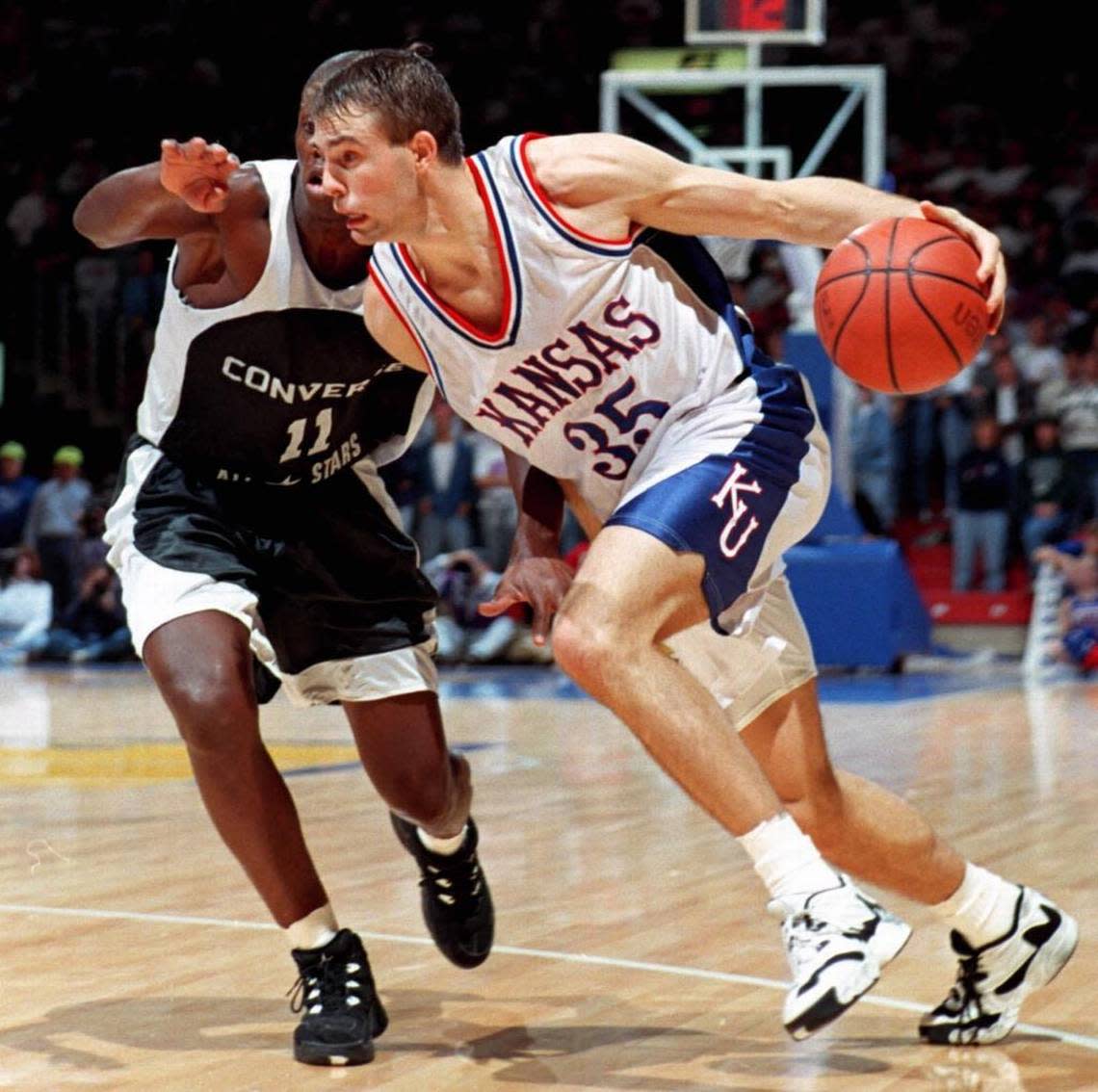 Former Kansas guard Jerod Haase during a 1995 exhibition game.