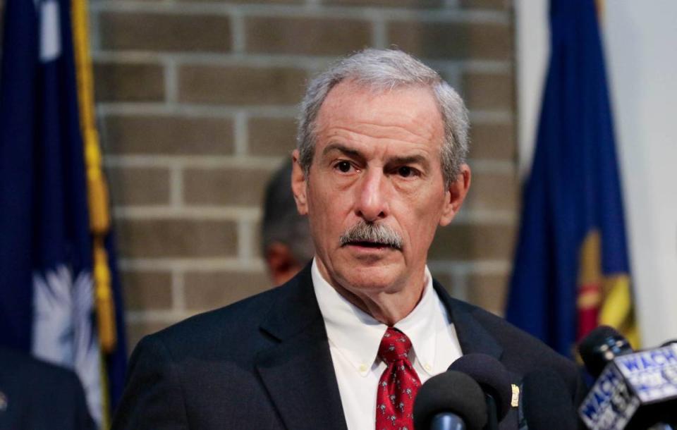 SLED chief Mark Keel, photographed June 3, 2021, during a press conference at the Law Enforcement Academy. He spoke about high rates murder and violent crimes.