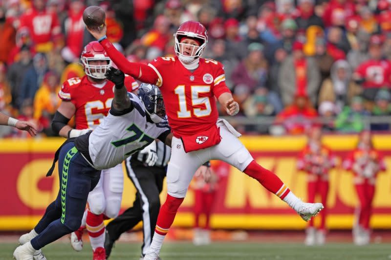 Kansas City Chiefs quarterback Patrick Mahomes (15) leads my Week 11 rankings. File Photo by Jon Robichaud/UPI