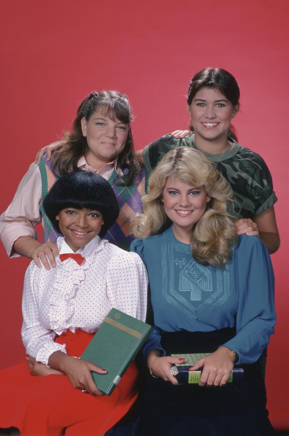 THE FACTS OF LIFE -- Season 3 -- Pictured: (l-r) Kim Fields as Dorothy 'Tootie' Ramsey, Mindy Cohn as Natalie Letisha Sage Green, Nancy McKeon as Joanna 'Jo' Marie Polniaczek Bonner and Lisa Whelchel as Blair Warner  (Photo by NBCU Photo Bank/NBCUniversal via Getty Images via Getty Images)