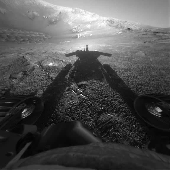 Opportunity's shadow taken on July 27, 2004.