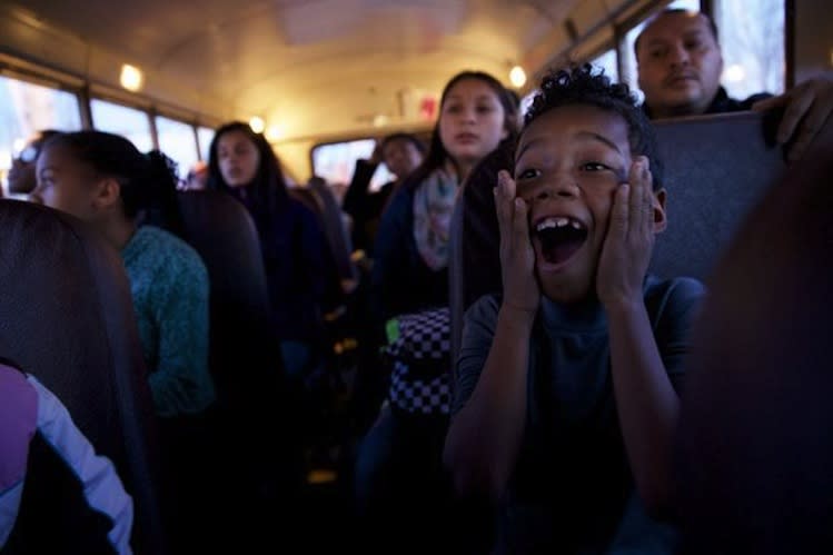 7-year-old Reginald Reedy reacts to news she'll be shopping with Damian Lillard -- Bruce Ely/The Oregonian