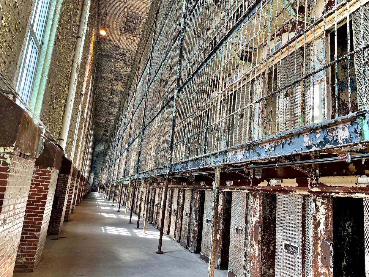 Cages upon cages, now rusting, the cellblock is one of the most brutal places.