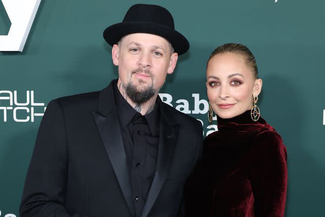 <p>Monica Schipper/Getty </p> Joel Madden and Nicole Richie in West Hollywood on Nov. 11, 2023