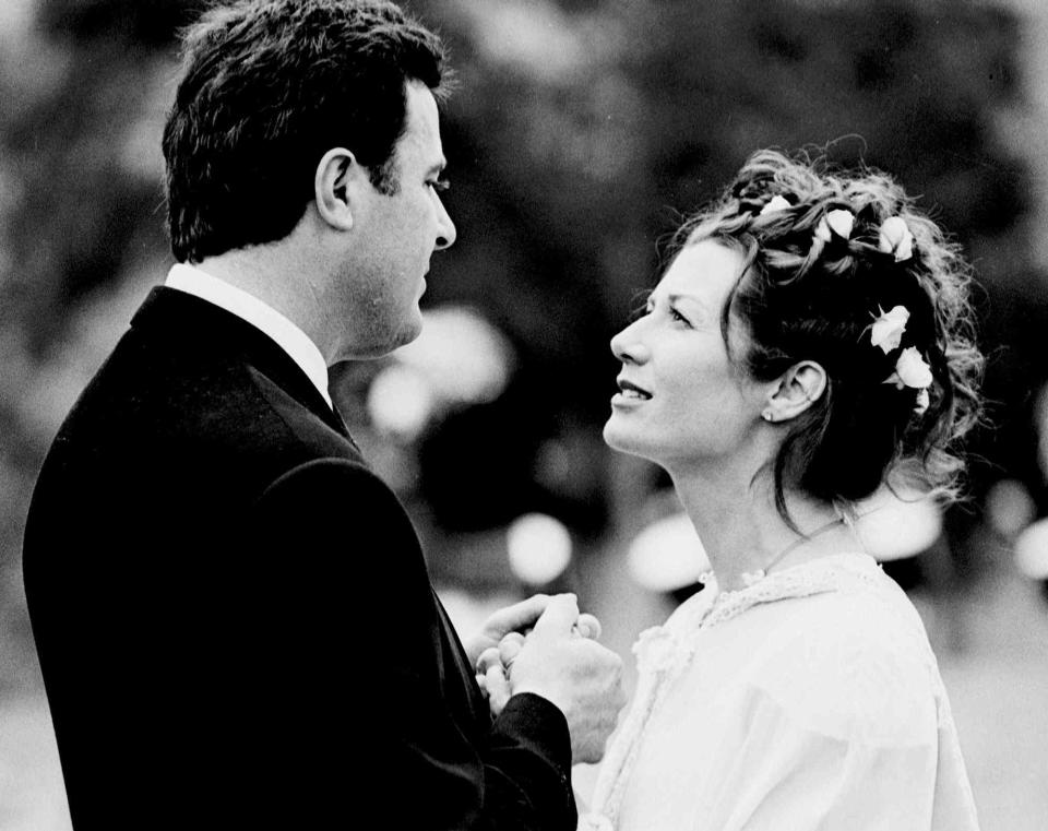 <p>AP Photo/Jim McGuire</p> Vince Gill and Amy Grant on their wedding day