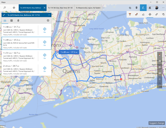 Draw on Windows Maps and it can figure out distances and routes.