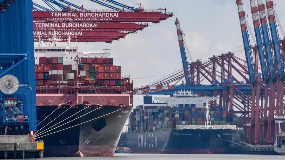 Containerschiffe werden am Terminal Burchardkai und am Eurogate in Hamburg entladen. (Archivbild)