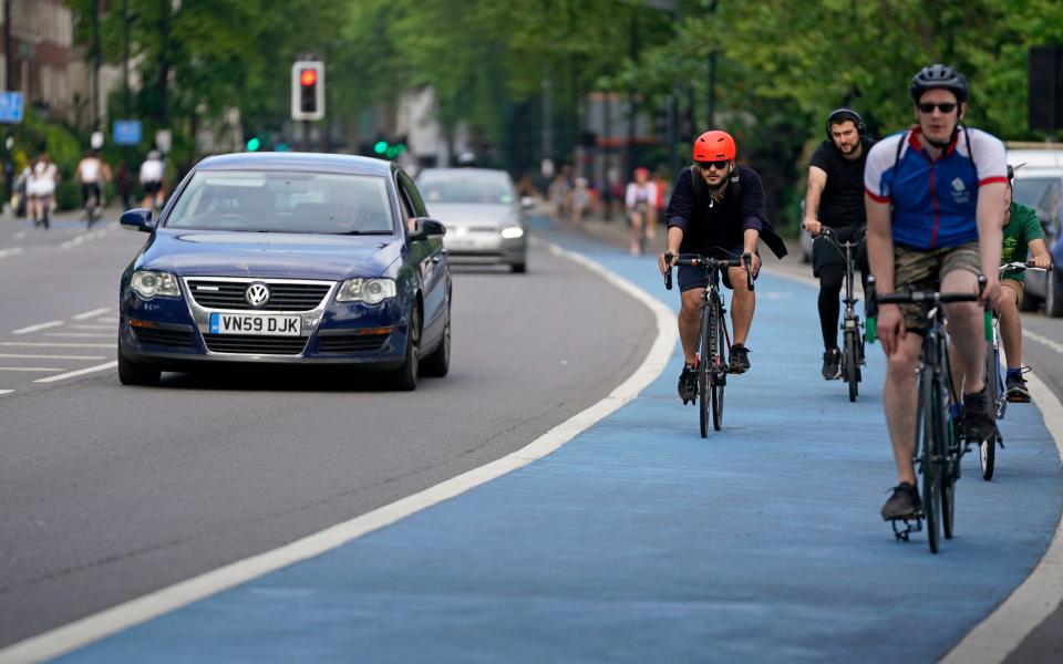 An increase in cycle lanes during the coronavirus pandemic contributed to London becoming the world's most congested city, according to new analysis. - Aaron Chown/PA Wire