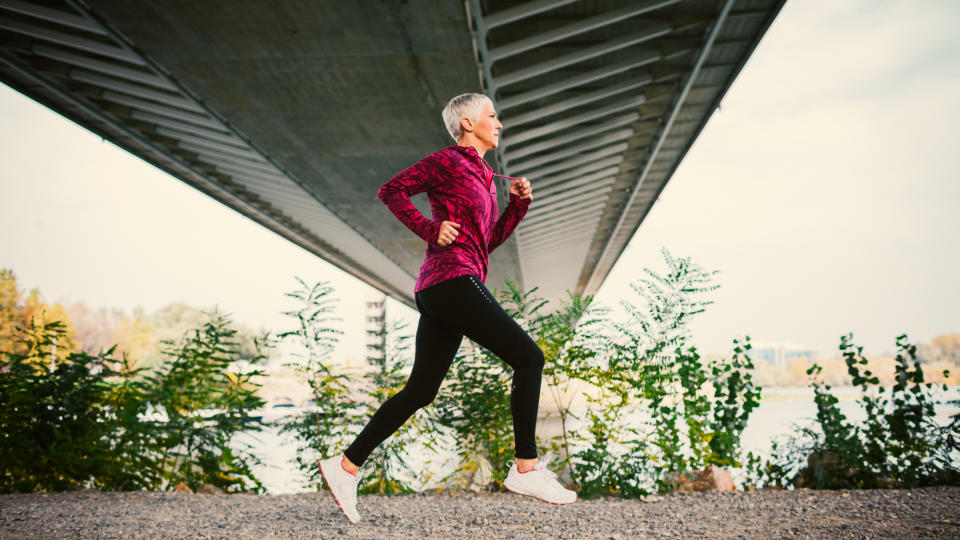 A woman jogging