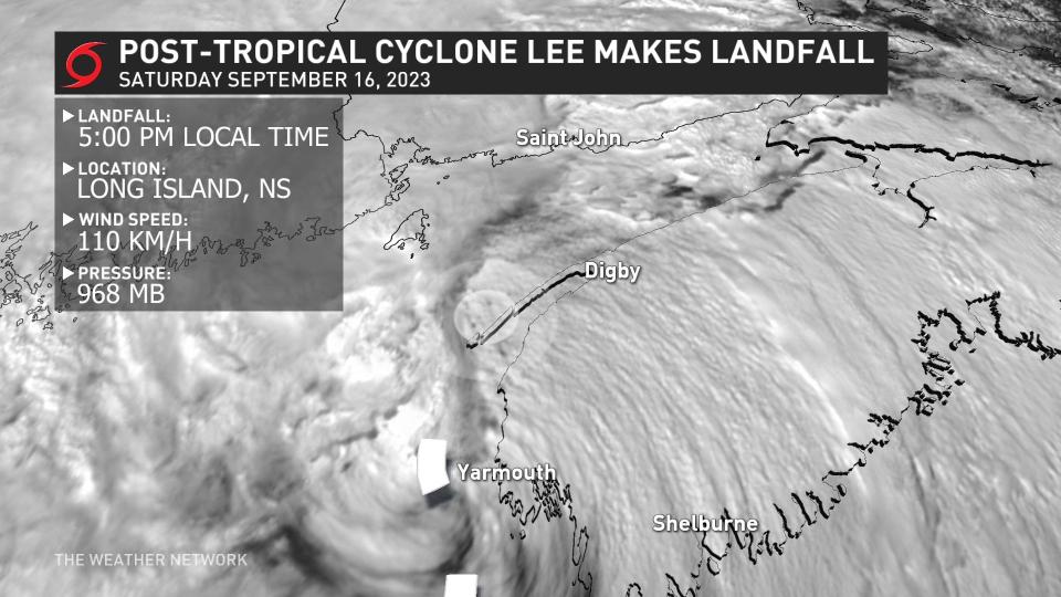 Lee Landfall Nova Scotia 5pm September 16 2023