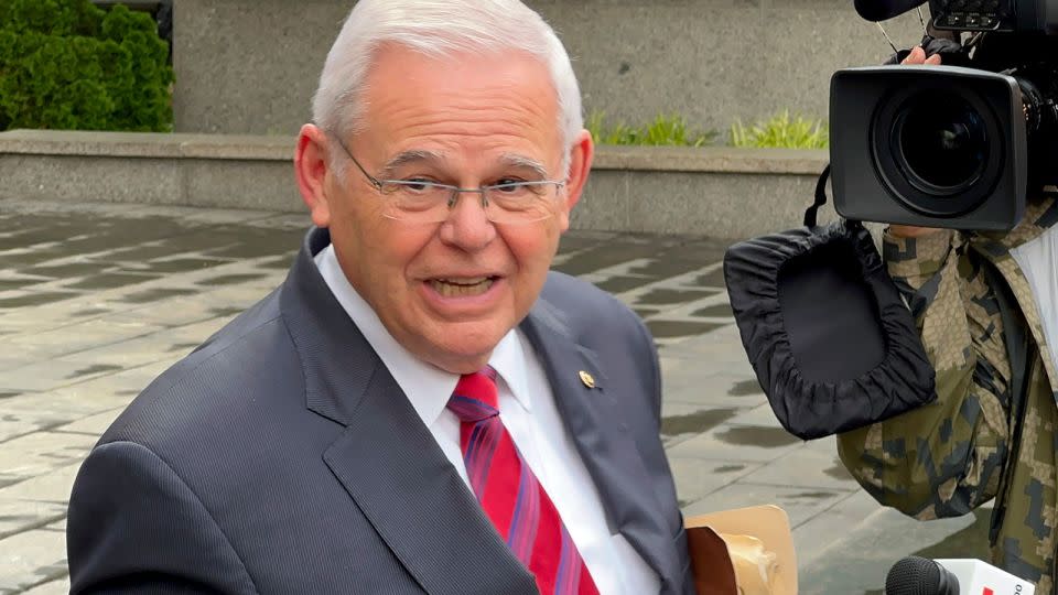 New Jersey Sen. Bob Menendez leaves federal court in New York City on June 6, 2024. - Larry Neumeister/AP