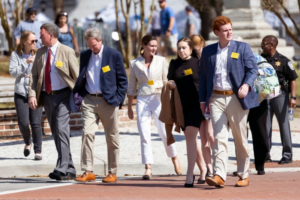 The extended Murdaugh clan leave the courthouse during Alex Murdaugh’s trial in 2023. AP