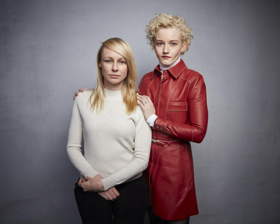Writer/director Kitty Green, left, and Julia Garner pose for a portrait to promote the film "The Assistant" at the Music Lodge during the Sundance Film Festival on Sunday, Jan. 26, 2020, in Park City, Utah. (Photo by Taylor Jewell/Invision/AP)
