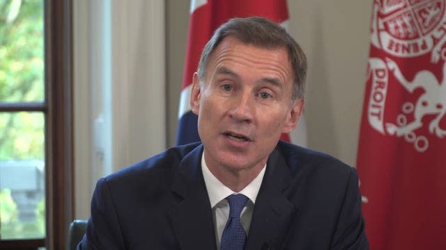 PA video grab image of Chancellor Jeremy Hunt speaking to the nation from the Treasury in London during an emergency statement as he confirmed he is ditching many of the measures in the mini-budget